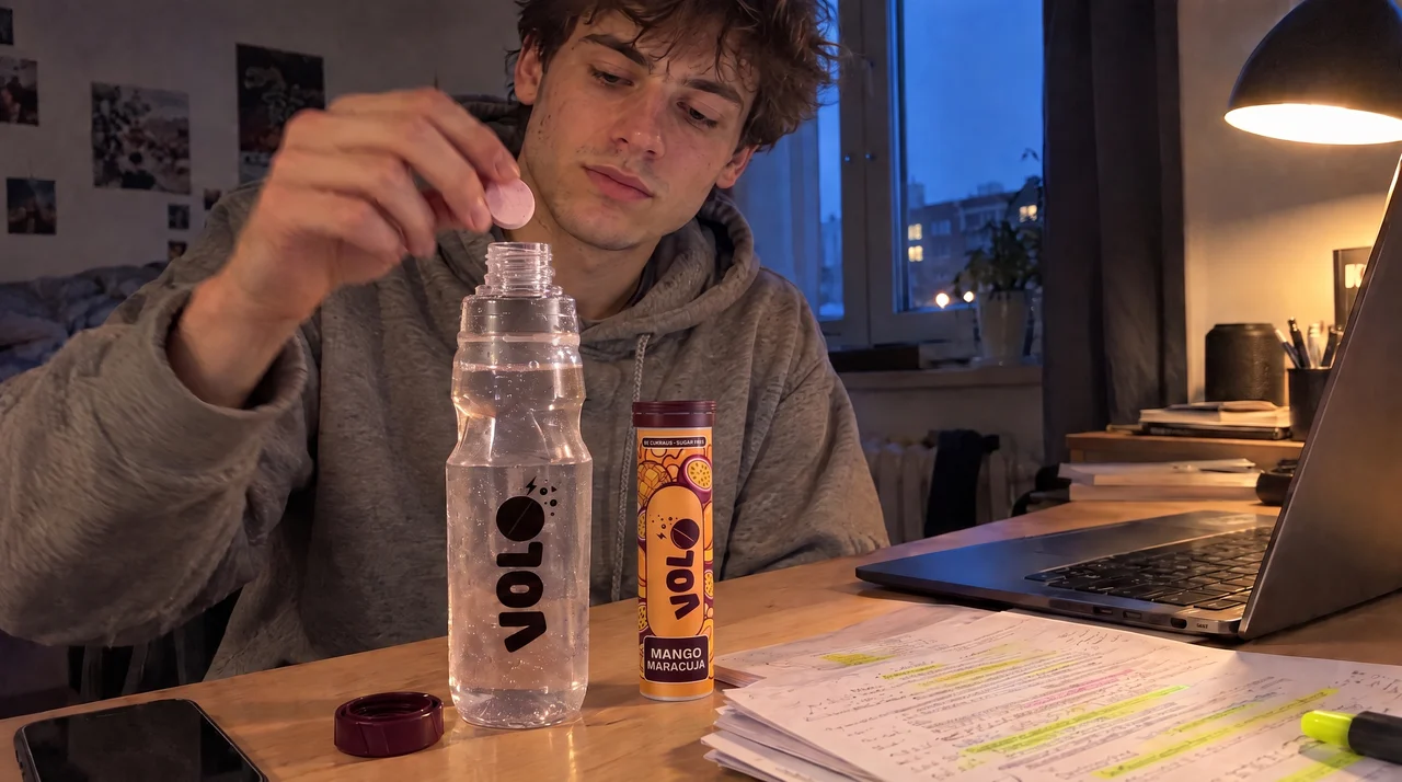 Studentas vakare įmeta VOLO tabletę į gertuvę prie kompiuterio
